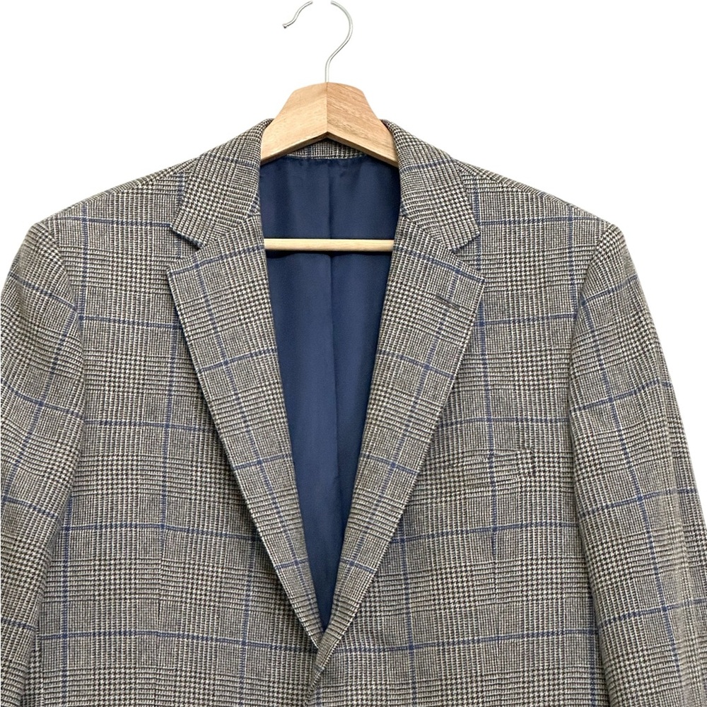 Like New Zegna Windowpane Plaid Cashmere & Wool Sport jacket Blue Gray Sz 50 R - Picture 10 of 17